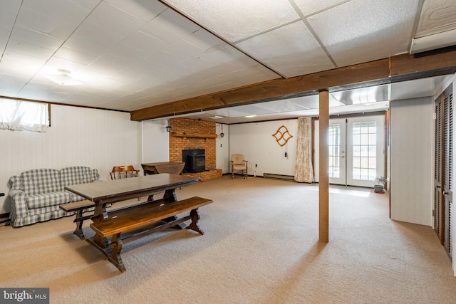 38 Skyview Ln, Lititz, PA 17543 - basement with carpet and a wood stove