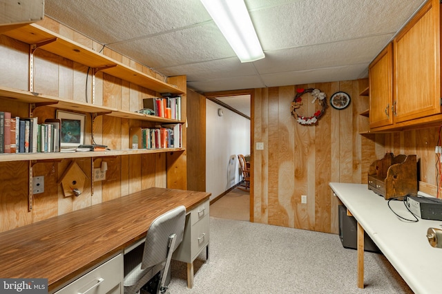38 Skyview Ln, Lititz, PA 17543 - office area featuring light colored carpet, wooden walls, and built in study area