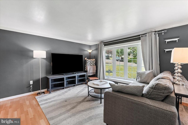 15 Pearson Dr, Springfield, PA 19064 - living room featuring ornamental molding and wood finished floors