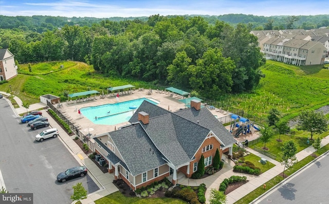 9545 Elizabeth Howe Ln, Owings Mills, MD 21117 - bird's eye view of a forest and a pool