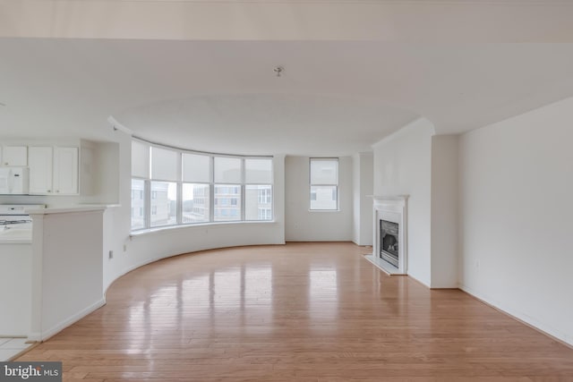 3835 9th St N Unit 1001W, Arlington, VA 22203 - unfurnished living room featuring light wood-style flooring and a fireplace