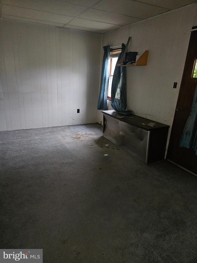 194 Blackwood Ave, Franklinville, NJ 08322 - unfurnished living room featuring carpet floors and wooden walls