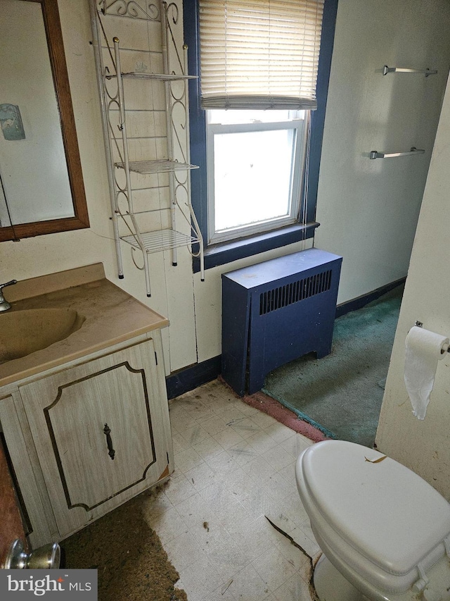 194 Blackwood Ave, Franklinville, NJ 08322 - bathroom featuring tile patterned floors, radiator heating unit, and vanity