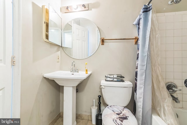 5349 Call Pl SE, Washington, DC 20019 - full bathroom featuring shower / bath combination with curtain and tile patterned floors