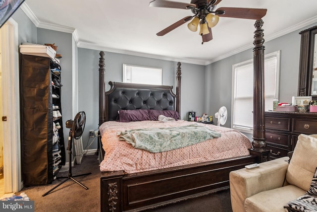 5349 Call Pl SE, Washington, DC 20019 - bedroom featuring crown molding, carpet flooring, and a ceiling fan