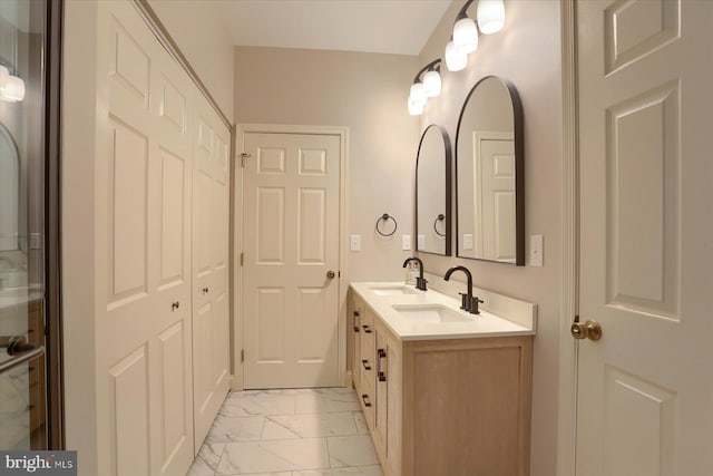 1339 Georgetown Cir, Carlisle, PA 17013 - bathroom with marble look tiles and double vanity