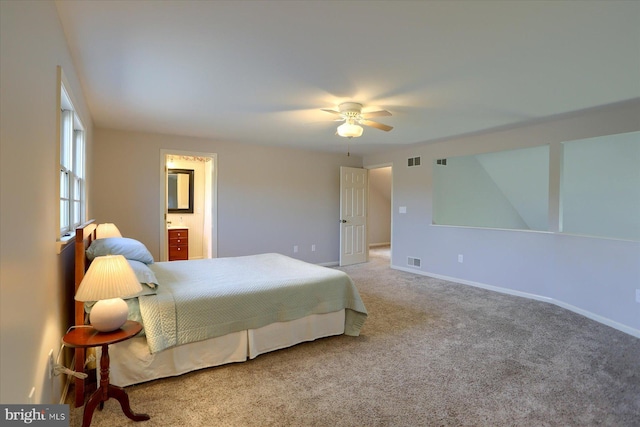 1339 Georgetown Cir, Carlisle, PA 17013 - carpeted bedroom with connected bathroom and ceiling fan