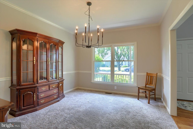 1339 Georgetown Cir, Carlisle, PA 17013 - living area featuring a chandelier, carpet flooring, and crown molding