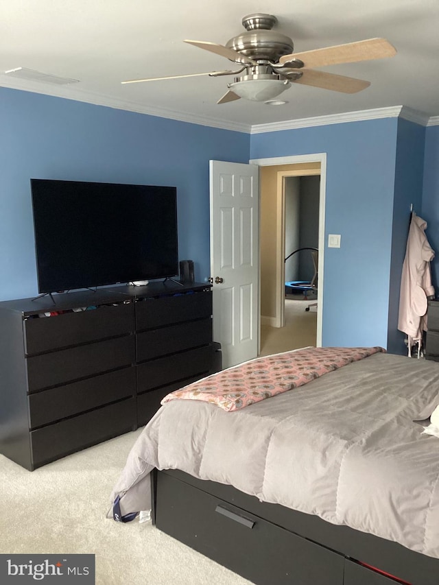 3703 Elberta Ln, Marlton, NJ 08053 - bedroom featuring carpet floors, crown molding, and ceiling fan