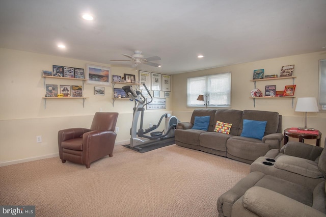 103 David Rd, Wilmington, DE 19804 - carpeted living area with recessed lighting and ceiling fan