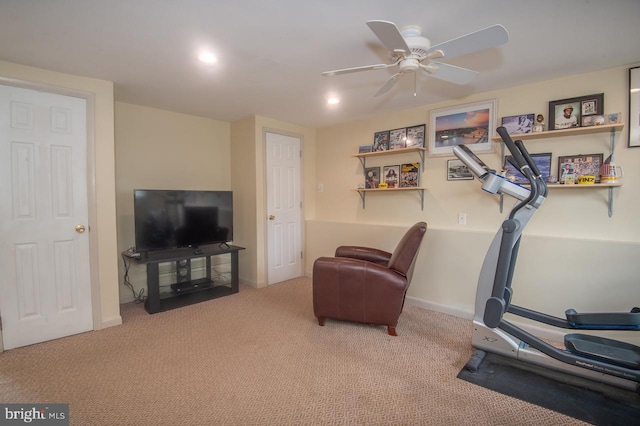 103 David Rd, Wilmington, DE 19804 - workout room with carpet flooring, recessed lighting, and a ceiling fan