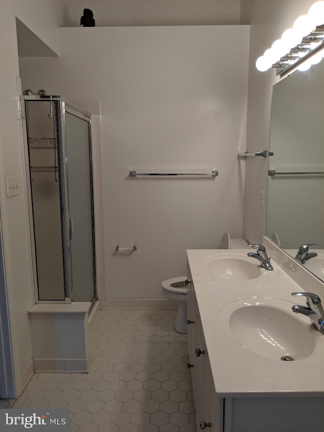 46838 Graham Cove Sq, Sterling, VA 20165 - full bath with a shower stall, double vanity, and tile patterned flooring