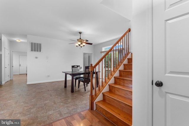 19661EdwardsShopRd Edwards Shop, Elkwood, VA 22718 - staircase with a ceiling fan and baseboards