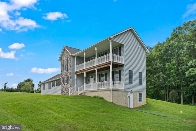 19661EdwardsShopRd Edwards Shop, Elkwood, VA 22718 - view of front facade with a balcony and a front yard
