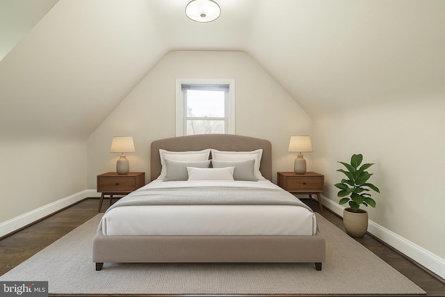 2504 Parkview Rd, Baltimore, MD 21207 - bedroom featuring lofted ceiling and dark wood-style flooring