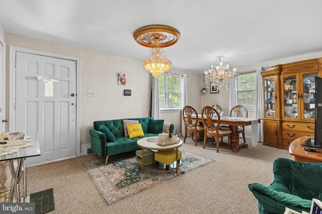 1373 Puggy Ln, Bethlehem, PA 18015 - carpeted living area with a chandelier