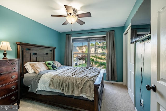 116 Hartman Rd, Pottstown, PA 19465 - bedroom with light carpet, ceiling fan, and a closet