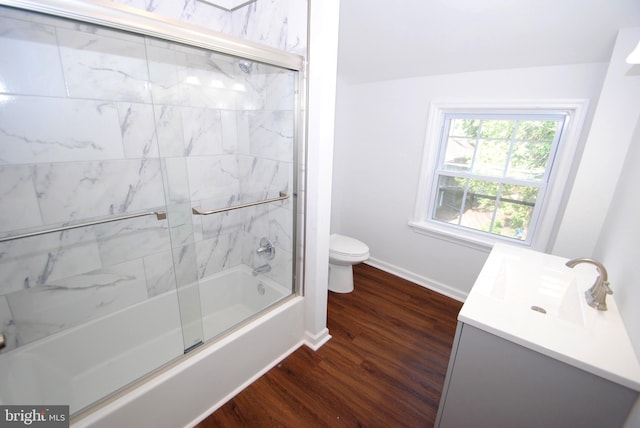 217 Wood St, Burlington, NJ 08016 - bathroom with vanity, wood finished floors, and enclosed tub / shower combo