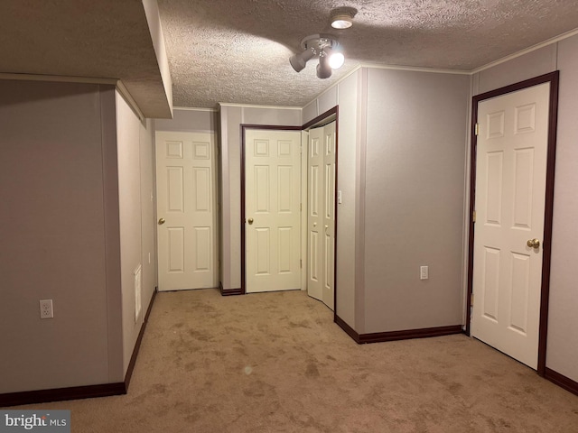 1809 Labrott Ln, Annapolis, MD 21401 - unfurnished bedroom featuring light colored carpet, a textured ceiling, crown molding, and ceiling fan