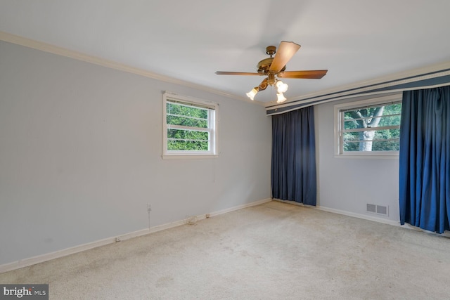 4901 Ashby St NW, Washington, DC 20007 - empty room with ornamental molding, carpet flooring, and ceiling fan