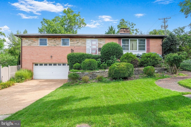 4901 Ashby St NW, Washington, DC 20007 - view of front of home featuring an attached garage, a chimney, brick siding, and concrete driveway