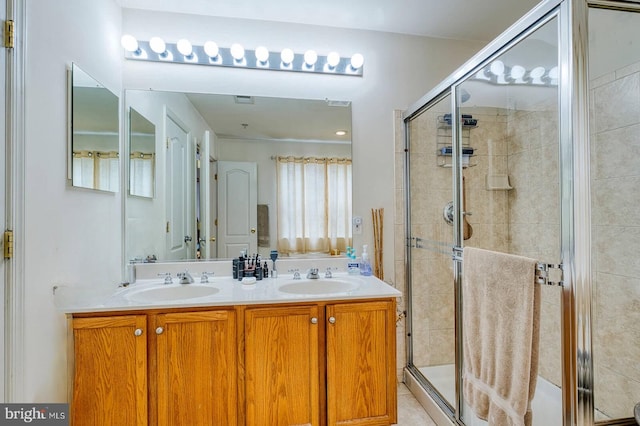 13663 Harvest Glen Way, Germantown, MD 20874 - bathroom featuring double vanity and a stall shower