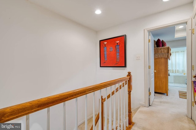 13663 Harvest Glen Way, Germantown, MD 20874 - hallway featuring an upstairs landing, recessed lighting, and light carpet