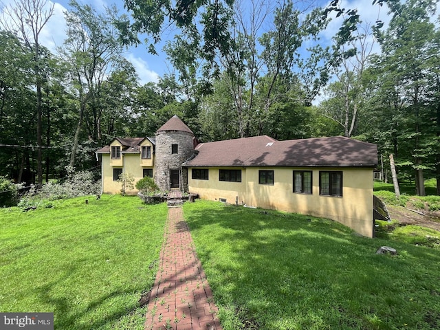 93 Jacobs Creek Rd, Ewing, NJ 08628 - view of front of property featuring stucco siding, a front lawn, and roof with shingles