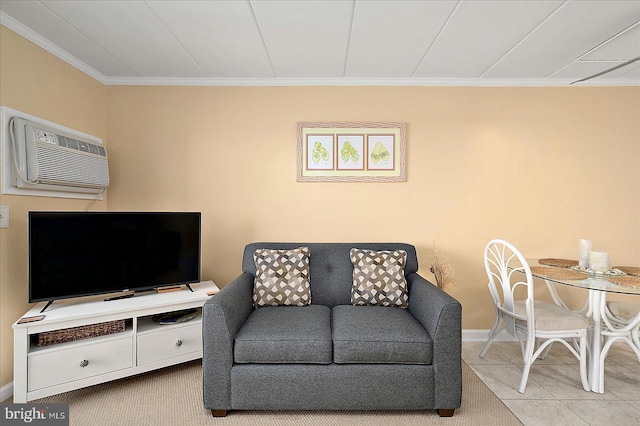 778 94th St Unit 205, Ocean City, MD 21842 - sitting room with crown molding, a wall mounted air conditioner, and carpet flooring