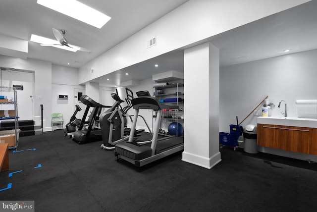 2230 California St NW Unit 5Cw, Washington, DC 20008 - exercise room featuring ceiling fan and baseboards