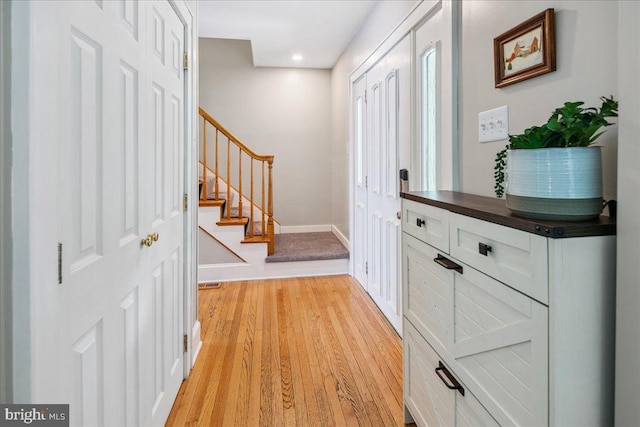 8 High Acres Dr, Ewing, NJ 08628 - foyer featuring stairway, light wood finished floors, and recessed lighting