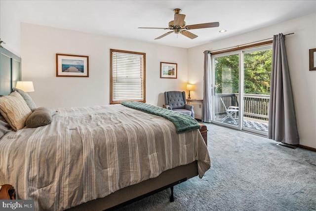 8 High Acres Dr, Ewing, NJ 08628 - bedroom with access to outside, carpet, ceiling fan, and recessed lighting