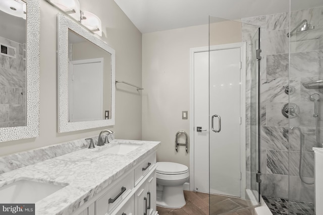 955 26th St NW Unit 510, Washington, DC 20037 - bathroom with double vanity and a shower stall