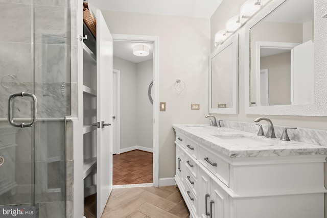 955 26th St NW Unit 510, Washington, DC 20037 - bathroom with double vanity and a shower stall