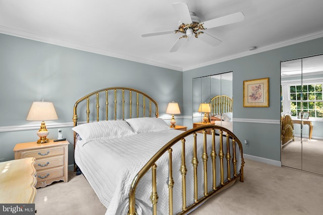 6162 Commadore Ct, Columbia, MD 21045 - carpeted bedroom with ornamental molding and ceiling fan