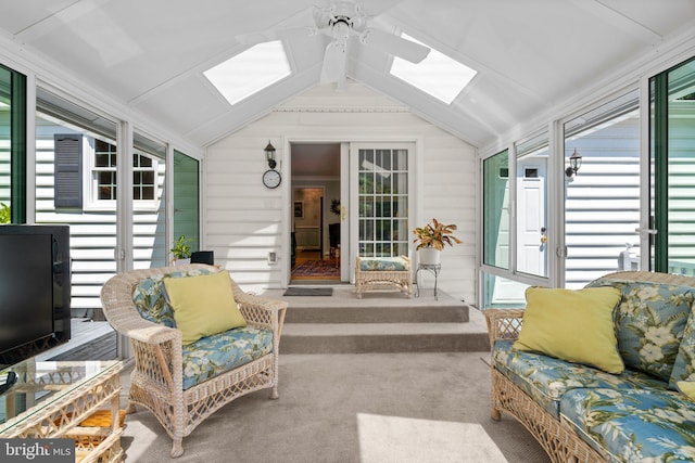 6162 Commadore Ct, Columbia, MD 21045 - sunroom with a skylight, a ceiling fan, plenty of natural light, and lofted ceiling