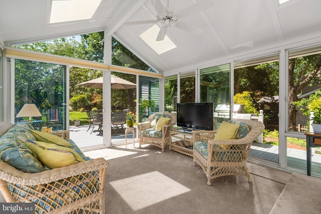 6162 Commadore Ct, Columbia, MD 21045 - sunroom / solarium with a ceiling fan, plenty of natural light, lofted ceiling, and outdoor dining space