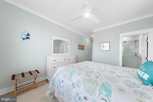 118 Dolphin Ave, Beach Haven, NJ 08008 - bedroom with ornamental molding, wood finished floors, and a ceiling fan
