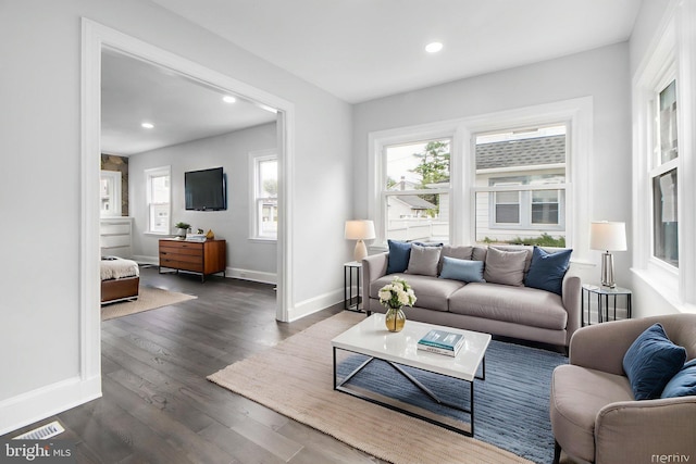 4404 Carleview Rd, Baltimore, MD 21207 - living room featuring recessed lighting and dark wood-type flooring