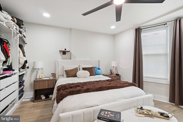 531 Redfern St, Hamilton, NJ 08610 - bedroom with light wood-style flooring, ceiling fan, and recessed lighting