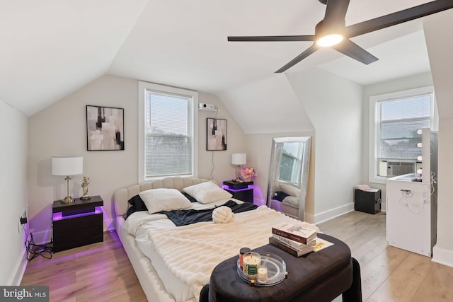 531 Redfern St, Hamilton, NJ 08610 - bedroom featuring light wood finished floors, cooling unit, vaulted ceiling, and ceiling fan