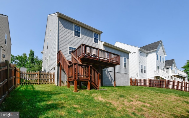 1007 Wright Ct, Fredericksburg, VA 22401 - back of house with stairs, a wooden deck, and a fenced backyard