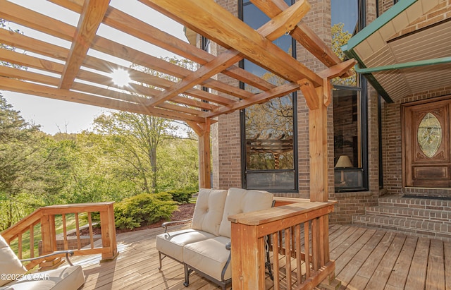 deck featuring a pergola