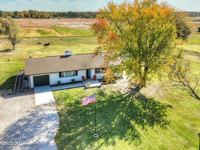 aerial view with a rural view