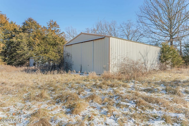 view of snow covered structure