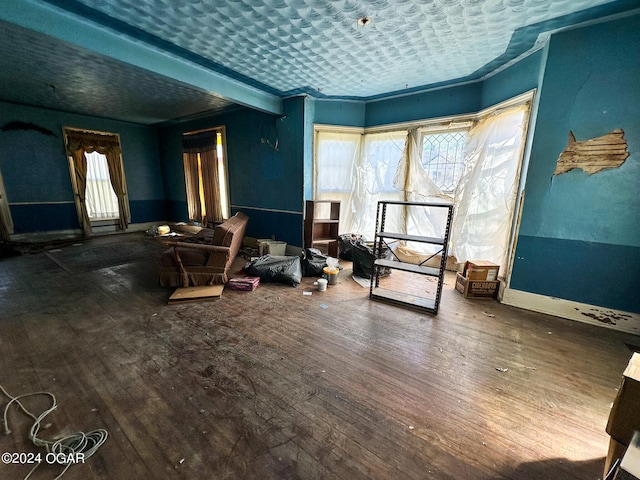 living area featuring dark hardwood / wood-style flooring