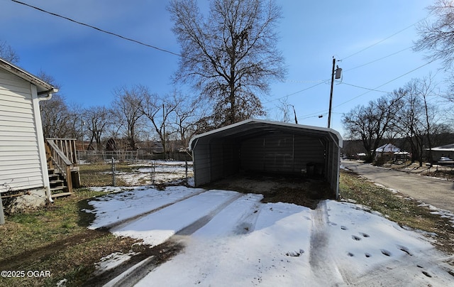 exterior space featuring a carport