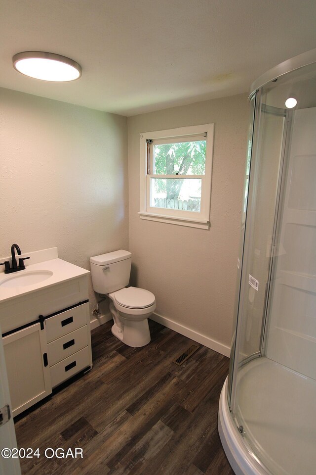 bathroom featuring hardwood / wood-style floors, toilet, and vanity