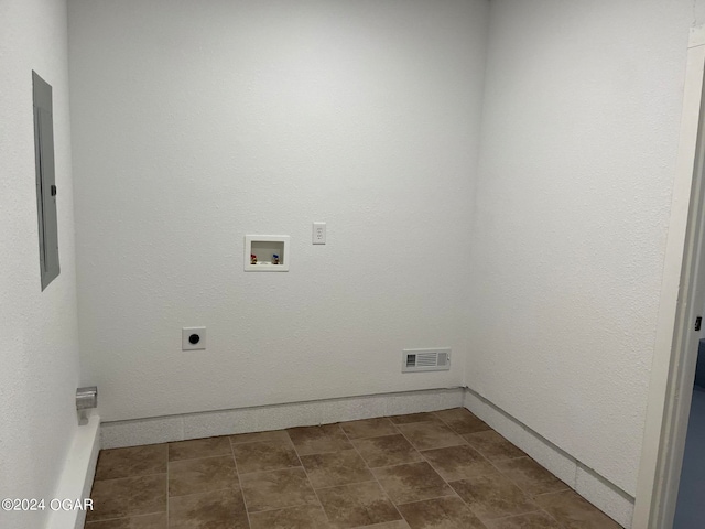 washroom with tile patterned flooring, washer hookup, and electric dryer hookup