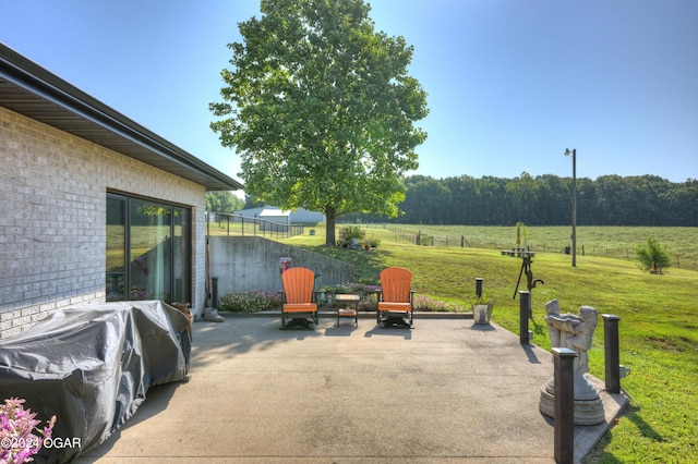 view of patio featuring a rural view